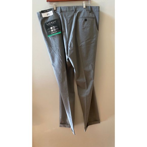 Lauren by Ralph Lauren Men's Pants UltraFlex Light Grey Pleated and Cuffed 40x34 - Picture 5 of 10